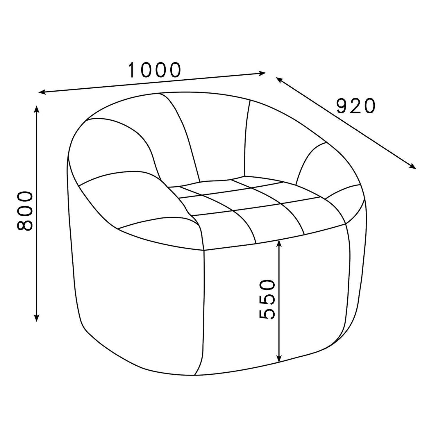 Кресло бескаркасное ТЕО XL Лума 06 Какао*1
