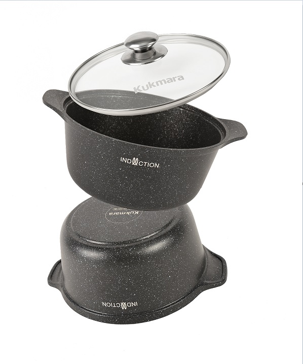 Кастрюля алюмин. антипригарная "Kukmara" "Marble INDUCTION" Мрам.темн. 2,0л Ст.кр. кмти23а *1/3