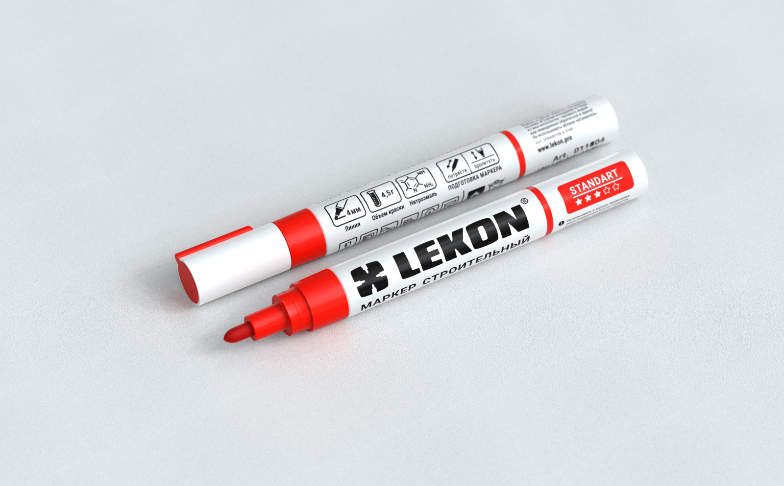 Маркер строительный с нитроэмалью красный (набор12 шт) арт.011104 LEKON *1/12/108 Маркер строительный с нитроэмалью красный (набор12 шт) арт.011104 LEKON *1/12/108