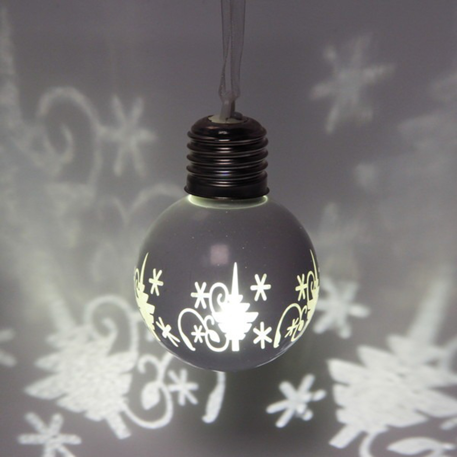 яяяПодвеска ШАР с подсветкой 6 см "Сказочный лес", Белый (подсветка Теплый белый)