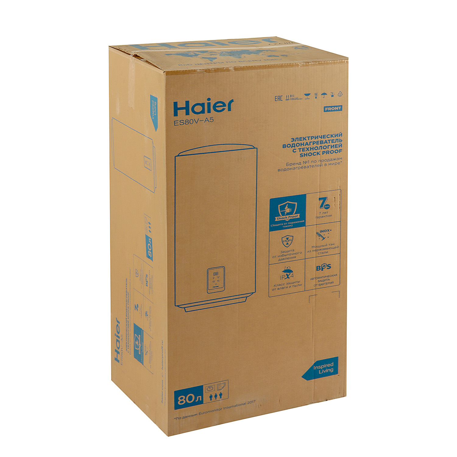 Водонагреватель накопительный 80 л Haier A5, 1.5 кВт, вертикальный Водонагреватель накопительный 80 л Haier A5, 1.5 кВт, вертикальный