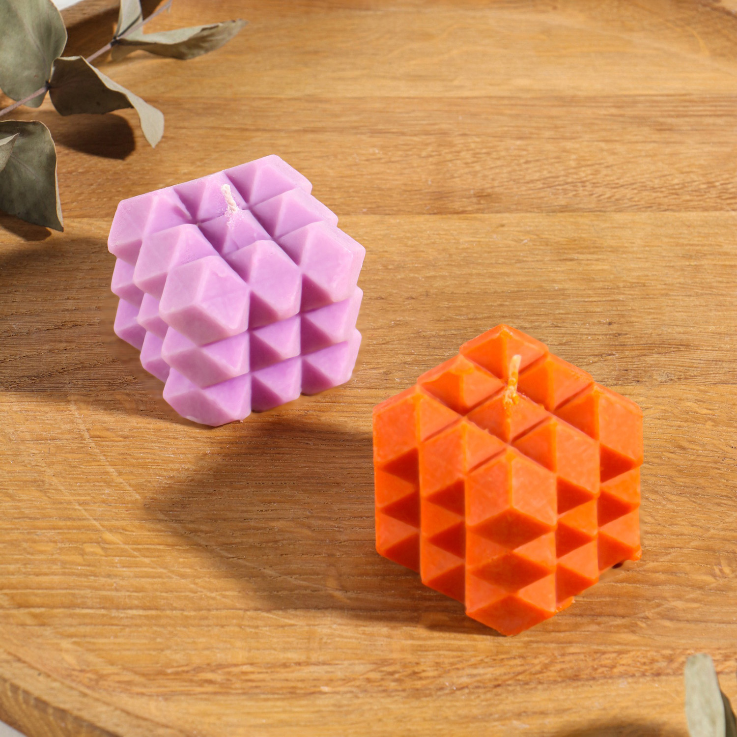 Свеча фигурная формовая «Ромбики», 6×6×6 см, соевый воск, МИКС