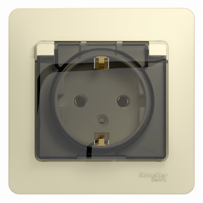 Розетка "Glossa" СП 1-мест. бежевая с/з, з/ш, з/к IP20 GSL000246  *1