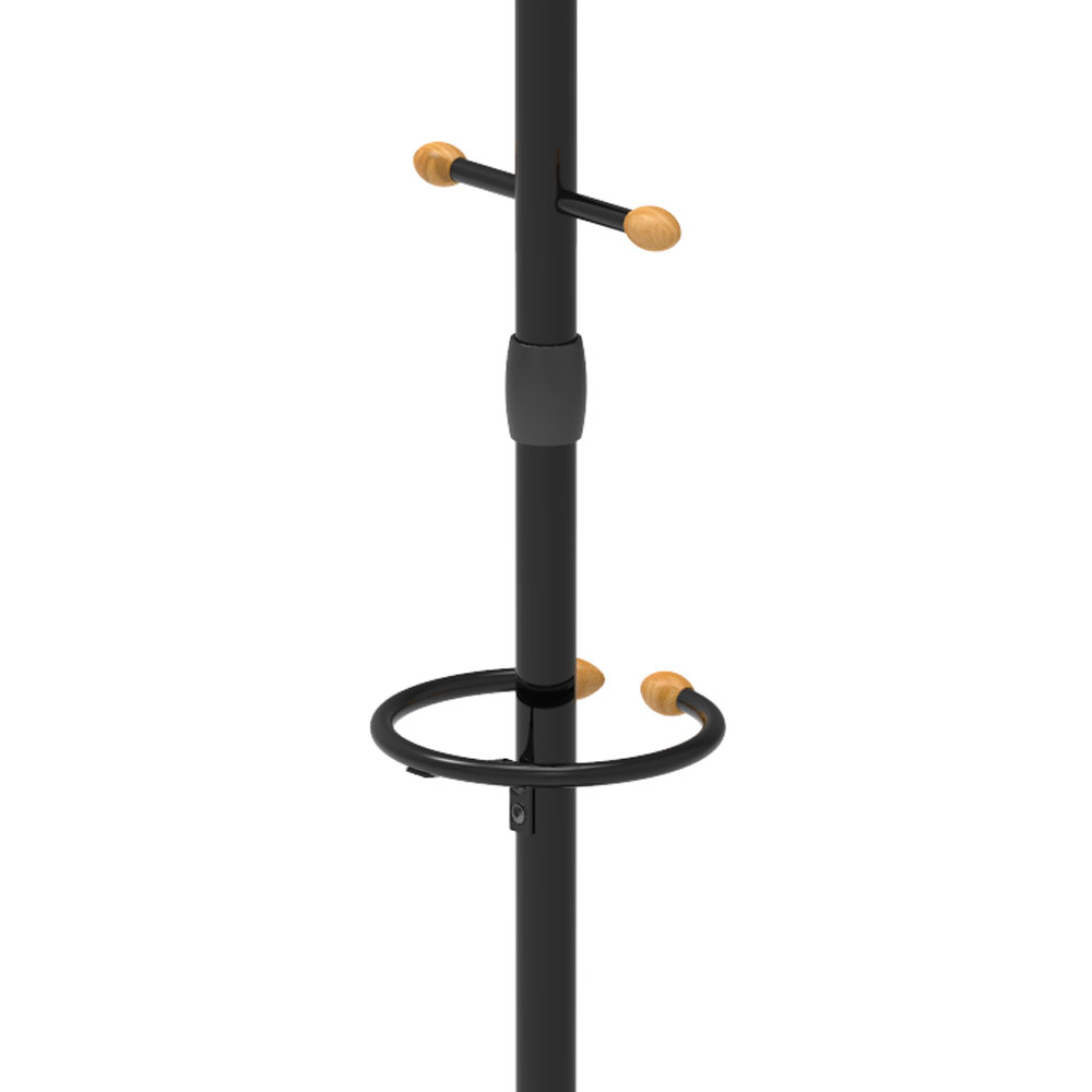 яяяВешалка напольная "Стойка" с кругл.осн., 5кр. с дерев.након.,выс.1,95м Черный ВКО1/Ч ("Ника") *1