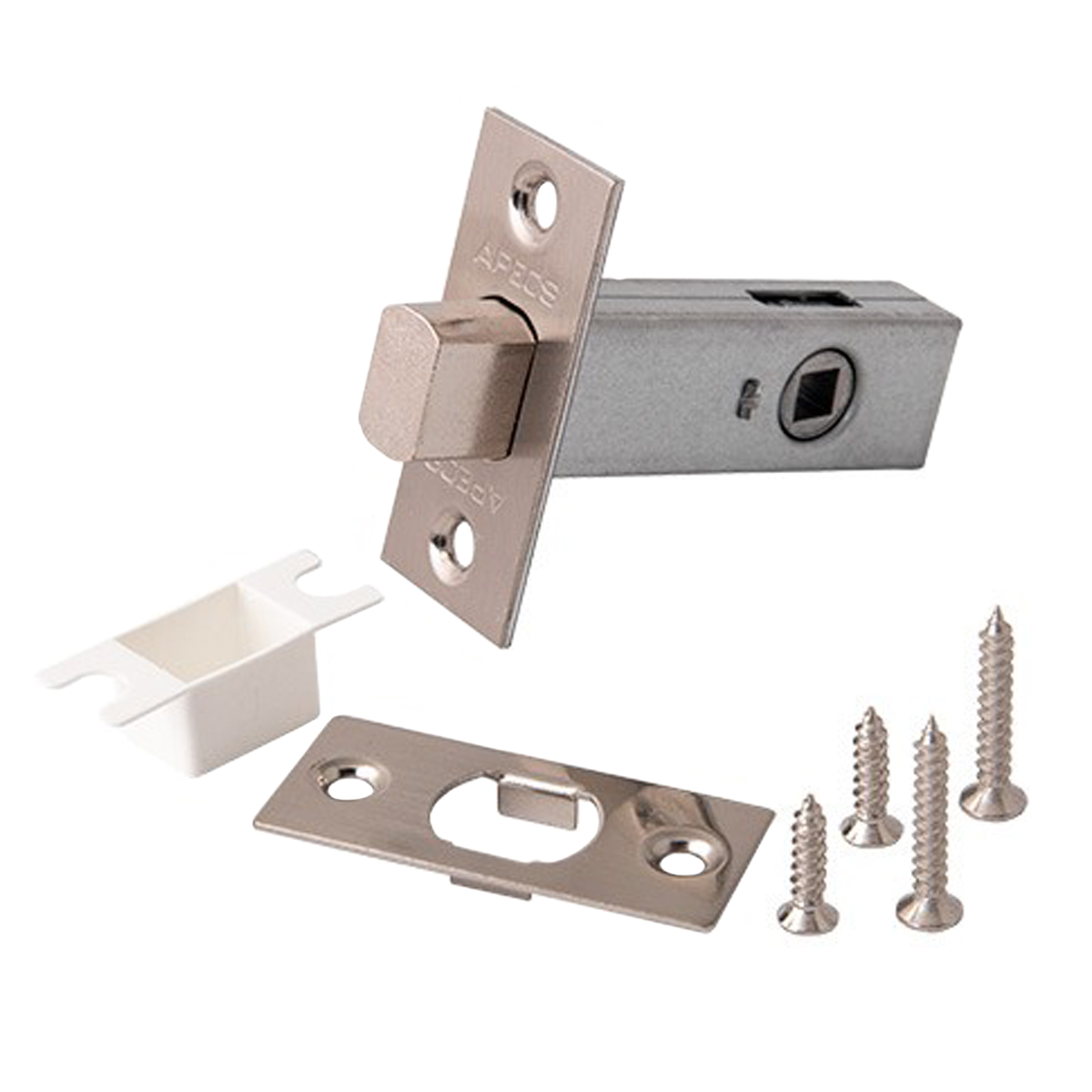Задвижка дверная врезная APECS L-0126, никель матовый Задвижка дверная врезная APECS L-0126, никель матовый
