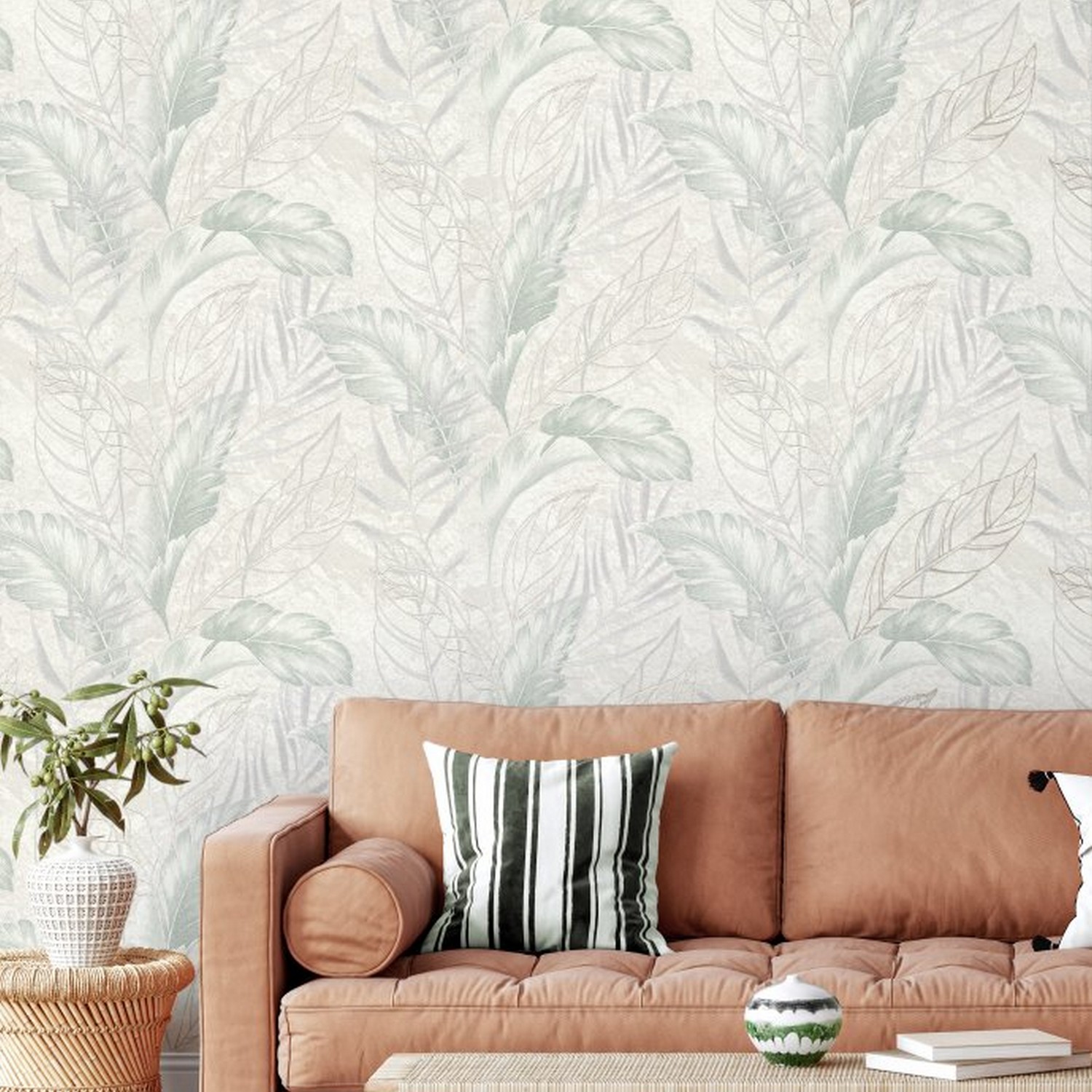 яяяОбои флиз "Home Color" PROTECT-PLUS-VESNA (беж./зел.) HC72437-27 1,06*10м *1/8