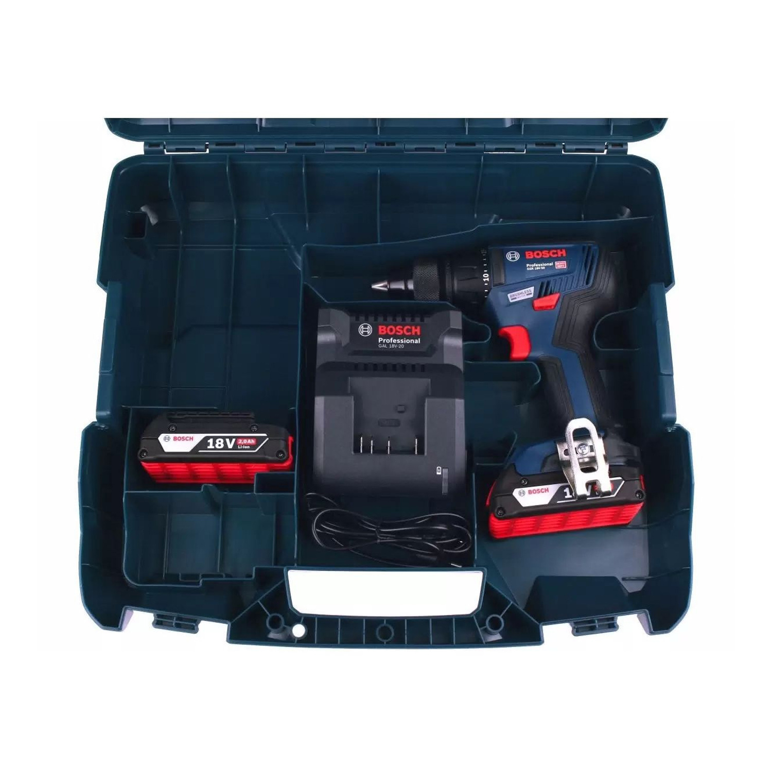 Дрель-шуруповерт 18В 2скор.0-460/0-1800об/мин 50Нм 2Ач (без АКБ и ЗУ) LI-ION GSB 18V-50 BOSCH *1