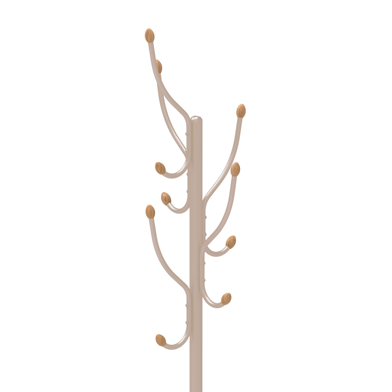 Вешалка напольная "Стойка" с кругл.осн., 5кр. с дерев.након.,выс.1,95м Бежев.мет. ВКО1/БЖ ("Ника")*1