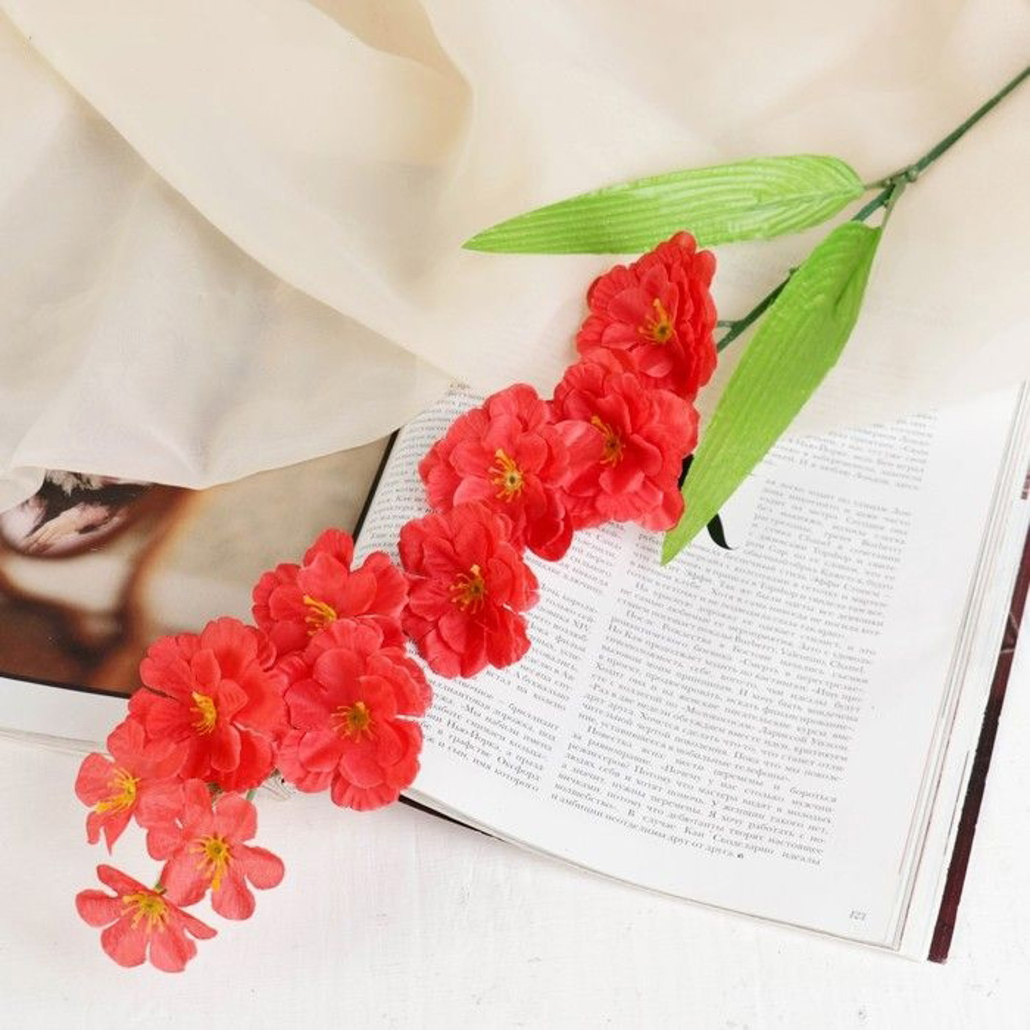 цветы искусственные веточка сакуры 70 см d-5 см красный 701721 цветы искусственные веточка сакуры 70 см d-5 см красный 701721