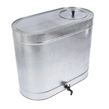 Бак металл. оцинков.120л с Краном, с крышкой овальный 670х330х610мм(выс.) (Лысьва) *1