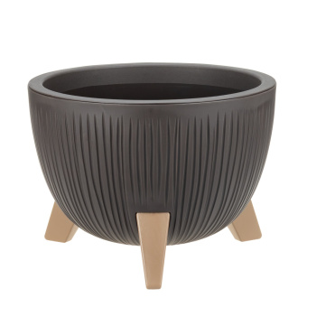 Кашпо пластм. "Петалис"  4,2л d верха 255мм h185мм со вставкой Корич. ратанг М3254 "М-Пластика" *1/4