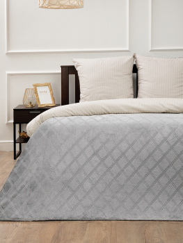 Плед 200*220см фланель клетка светло-серый TF FNE GY14 038/2022 Absolute *1