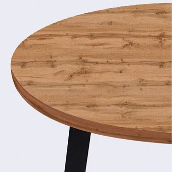 Стол обеденный круглый нераздв.СИЭТЛ d900мм h750мм ДУБ ВОТАН+4 опоры d40мм мат.черный *1