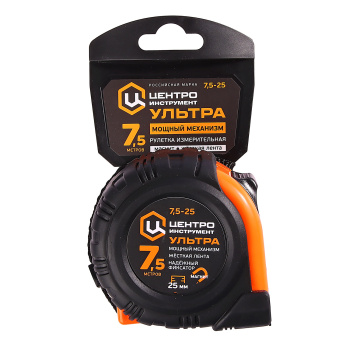 Рулетка 7,5м "УЛЬТРА" каучук с фиксатором магнитная (7,5Мх25мм) ЦИ *1/6