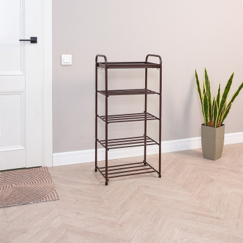 Этажерка "обувница" металл. "Альфа 15" 5полок, ш.0,46м, в.0,95м, гл.0,33м Коричн.ПДОА 15КОР "ЗМИ"*1