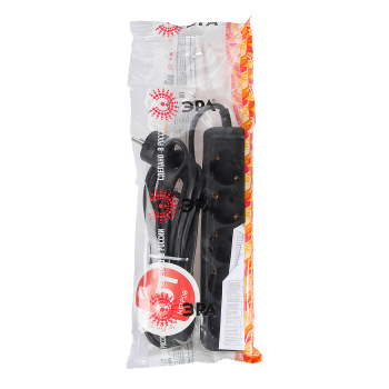 Удлинитель 5 розеток 5м с/з ПВС 3*0,75мм2 10А мощ. нагр 2200Вт ЧЕРНЫЙ ЭРА UX-5e-5m-B *1/5/10