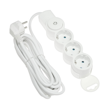 Удлинитель 3 розетки 5м б/з ПВС 2*0,75мм2 10А мощ.нагр 2200Вт СТАРТ 3*5-S *1/20