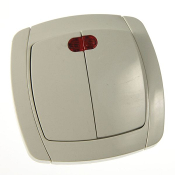 Выключатель "Севиль" СП 2кл. белый с индикаторм С0123 *10/200