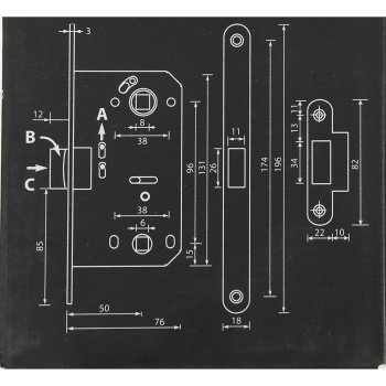 Защелка врезная п/ручку и фиксатор ЧЕРНЫЙ матовый БЕСШУМНАЯ 5300-Р-WC-BLM Code Deco *1/40