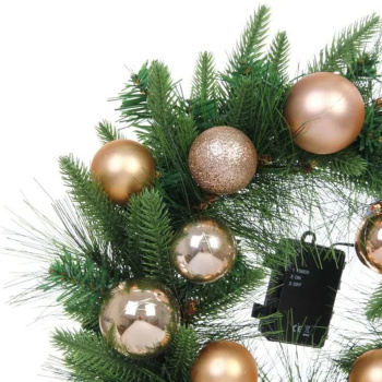 Венок хвойный "Сказочное чудо" d-40 см, ПВХ, литой ПВХ, Шампань