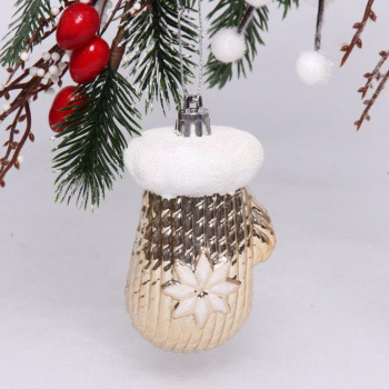 Ёлочная игрушка Новогодняя варежка 5*4*10 см, шампань