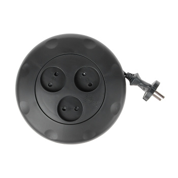 Удлинитель 3 розетки 3м б/з ПВС 2*1мм2 10А мощ. нагр 2200Вт ЧЕРНЫЙ  рулетка ЭРА UR-3-3m-B *1/10