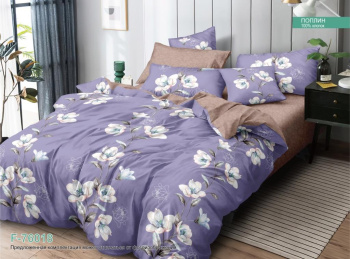 Постельное белье 2сп поплин на резинке Орхидея F-76018, наволочки 70*70 - 2шт *1/4