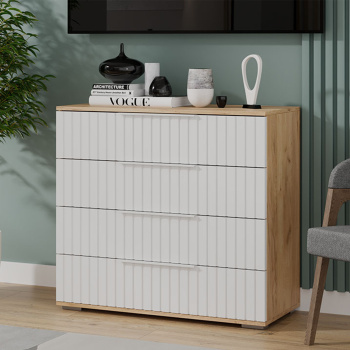 Комод 1000*428*800мм 3 ящика Дуб Крафт золотой/Белый матовый Хилтон ТриЯ*1