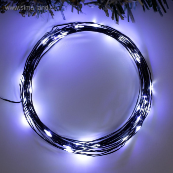 Гирлянда «Нить роса» Luazon Lighting, 5 м, 2 режима, белый, 50 LED, IP20, на батарейках