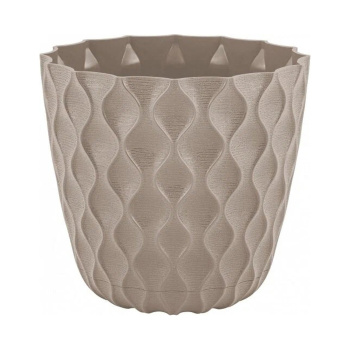 Кашпо пластм. "Wave" 2,5л d верха 175мм h160мм с поддоном Французский платан IG650210105 *1/12