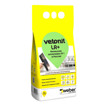 Шпаклевка полимерная Vetonit Weber LR+, финишная, 5 кг, белый Шпаклевка полимерная Vetonit Weber LR+, финишная, 5 кг, белый