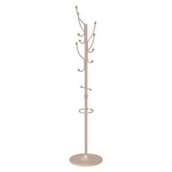 Вешалка напольная "Стойка" с кругл.осн., 5кр. с дерев.након.,выс.1,95м Бежев.мет. ВКО1/БЖ ("Ника")*1