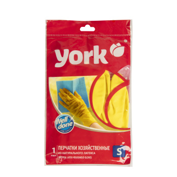 Перчатки латексные с хлопк.напыл. L (большой) 1пара Желтые 092010 "York" *12/144