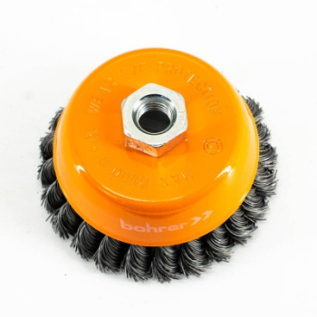 Щетка-крацовка "чаша" витая,жесткая проволока 100мм 0,5мм М14мм для УШМ арт.36200100 Bohrer *1/50 Щетка-крацовка "чаша" витая,жесткая проволока 100мм 0,5мм М14мм для УШМ арт.36200100 Bohrer *1/50