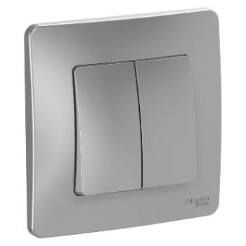 Выключатель "BLANCA" СП 2кл. алюминиевый 10А 250В BLNVS010503 *10/60