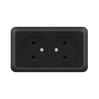 Розетка "Олимп" ОП 2-мест. черный б/з 16А IP20 UNIVersal 2215 *10/200