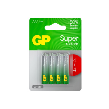 Элемент питания AAА (LR03) GP Super Alkaline (блистер 4шт+4шт) 24AA214/4-2CRSBC8 *1/8/80 Элемент питания AAА (LR03) GP Super Alkaline (блистер 4шт+4шт) 24AA214/4-2CRSBC8 *1/8/80