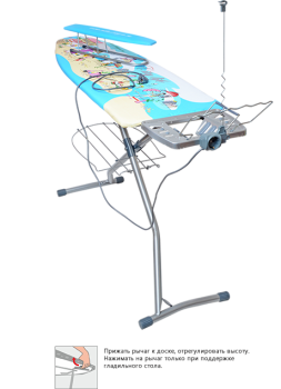 Доска глад."Ника-Гранд" 122х42см пл.рег.выс,европ/ут.2пол.+полка+держ.пл.+подр.+эл.удл. мет НГ *1/3