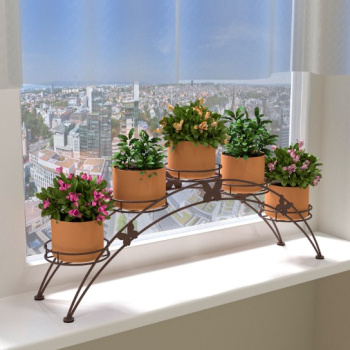 яяяПодставка для цветов настольная металл. "Арка 5" 5-и местн.69х15х25см Коричн. ПДЦ 414 КОР"ЗМИ" *1