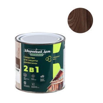 Защитно-декоративное покрытие 0.8 л для древесины Здоровый Дом 2 в 1, палисандр