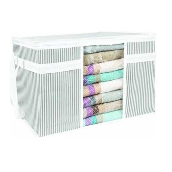 яяяКороб для хранения нетканый материал "LINE" 750Х400Х400мм с крыш. окном Светло-сер 411263030*1/24