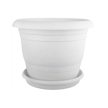 Кашпо пластм. "Toprak"  1,8л d верха 170мм h140мм с поддоном Мрамор А5210мр(Копейск)   *1/40