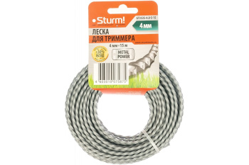 Леска Sturm!, 15 м, 4 мм, квадрат крученый