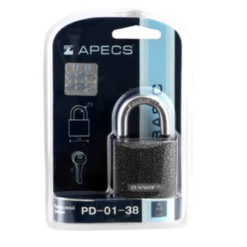 Замок навесной Апекс PD-01-38 38 мм (МВС-124) блистер *1/12/96