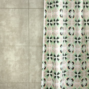 Штора для ванной V-line Восточный орнамент, 180х180 см, полиэстер, с кольцами