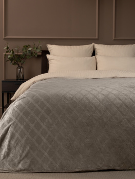 Плед 200*220см фланель клетка бежевый TF FNE BE-GY3 006/2022 Absolute *1