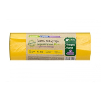 Мешки для мусора  30л*20шт толщ.6мкм Биоразлагаемые Желтый ПНД арт.ЭЛБ302045Ж "Ромашка" *45