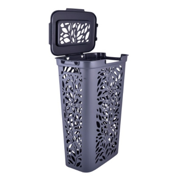 Корзина для белья пластм. 40л "Leaves" 635x275x440мм Серый 49425 ("Плимербыт") *1/4