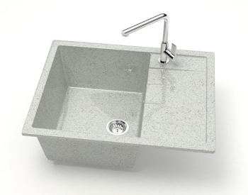 Мойка из искусственного камня прямоугольная светло-серая глянцевая Катрин Z151Q10 (645х505х218) *1