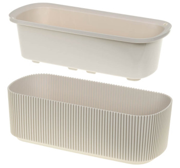 Кашпо пластм. "Стрип" 1,7л 290х130мм h92мм со вставкой Кремовый М3251 ("М-Пластика") *1/9